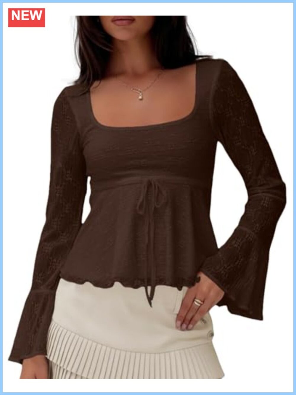 Women Y2K Flowy Peplum Babydoll Top Sheer Floral Lace Ruffle Crop Blouse